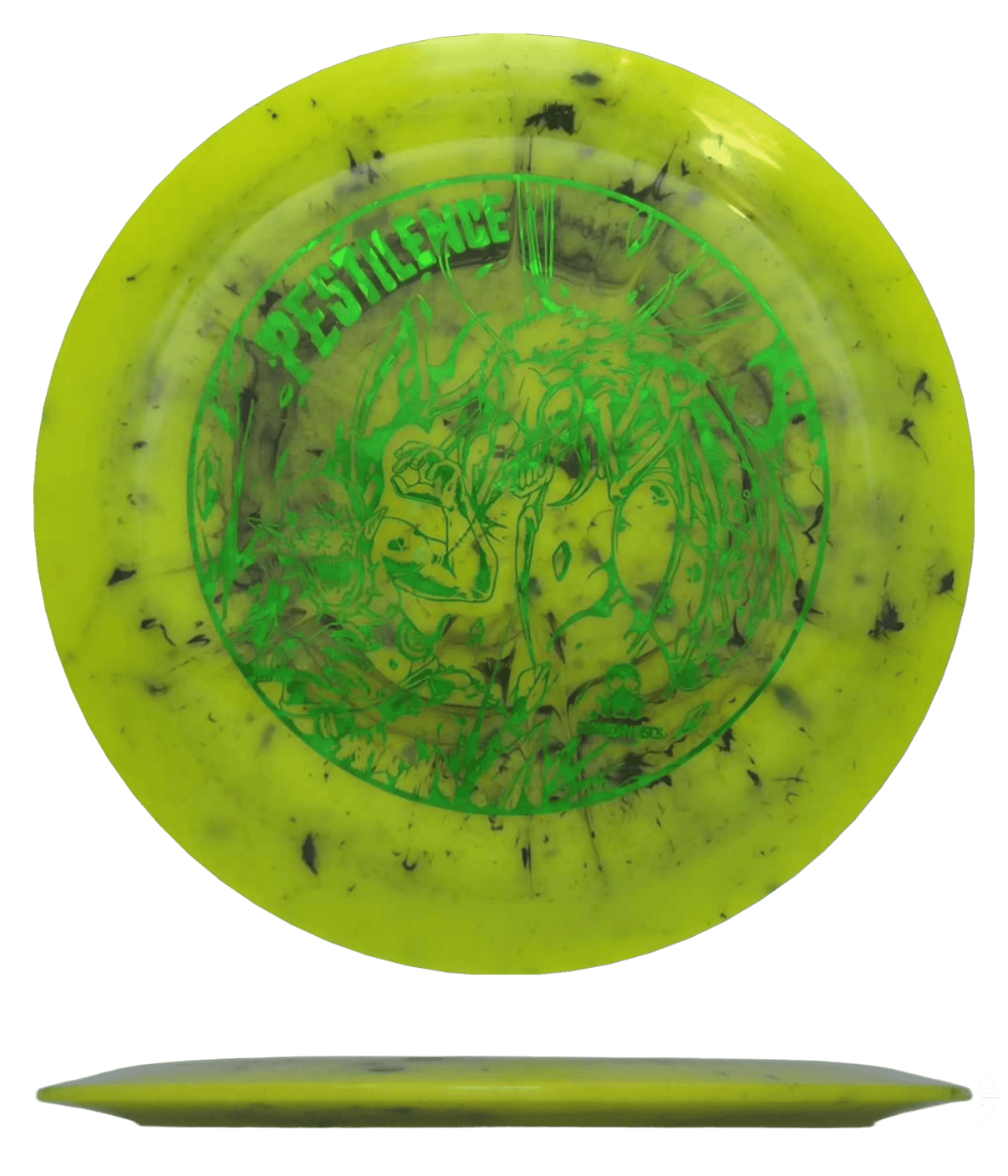 175g - Yellow Marble (Green Shatter) Toxic Waste Doomsday Discs Pestilence - Skyline Disc Golf