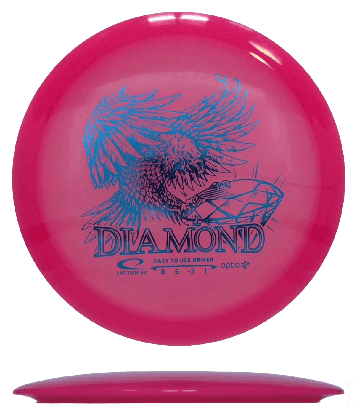 148g - Pink (Blue Foil) Opto Air Latitude 64 Diamond - Skyline Disc Golf