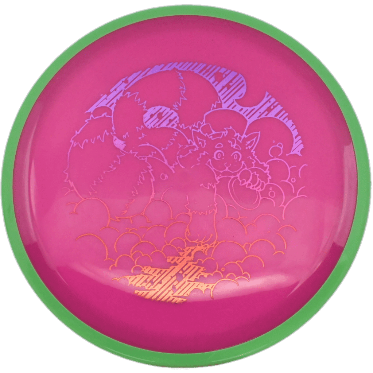 Axiom Crave Axiom Crave - Neutron / 174g - Magenta w/ Green Rim (Purple/Red Foil - Skooba's Art Edition) - Skyline Disc Golf