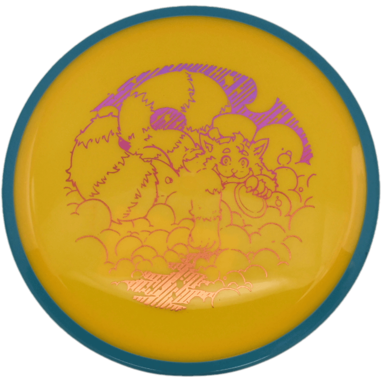 Axiom Crave Axiom Crave - Neutron / 173g - Mango w/ Teal Rim (Magenta/Orange Foil - Skooba's Art Edition) - Skyline Disc Golf