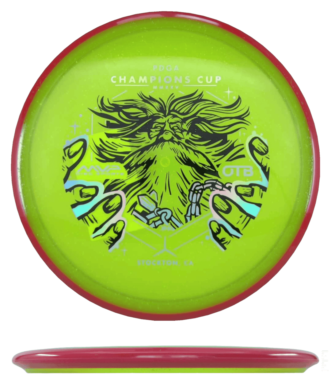 Axiom Hex - Particle Proton Glow / 176g - Highlighter Green w/ Red Rim (OTB Champions Cup)