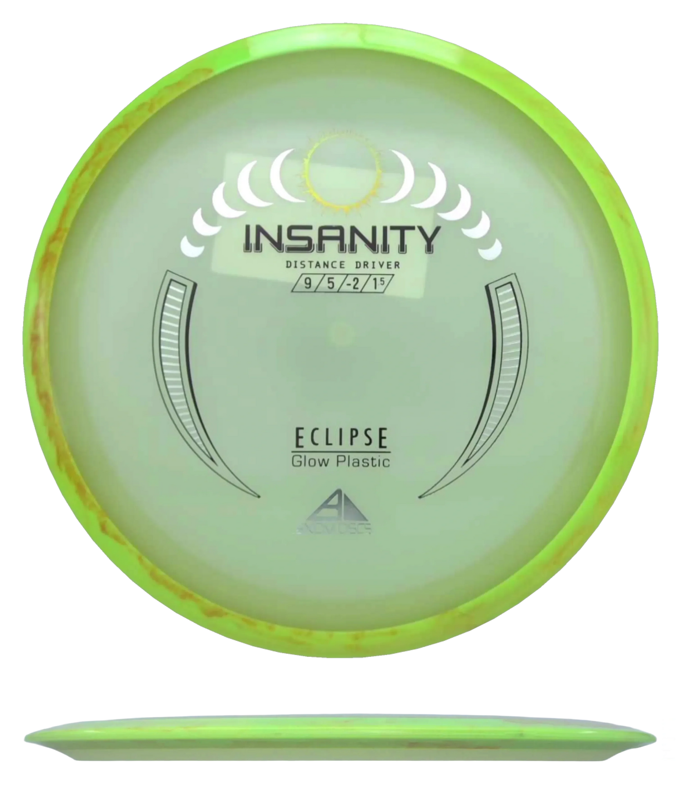 Axiom Insanity - Eclipse / 173g - Glow w/ Yellow Marble Rim (Silver)