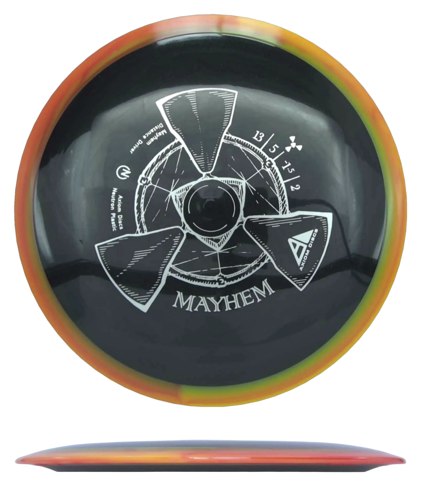 Axiom Mayhem - Neutron / 168g - Black w/ Orange Marble Rim (Silver)