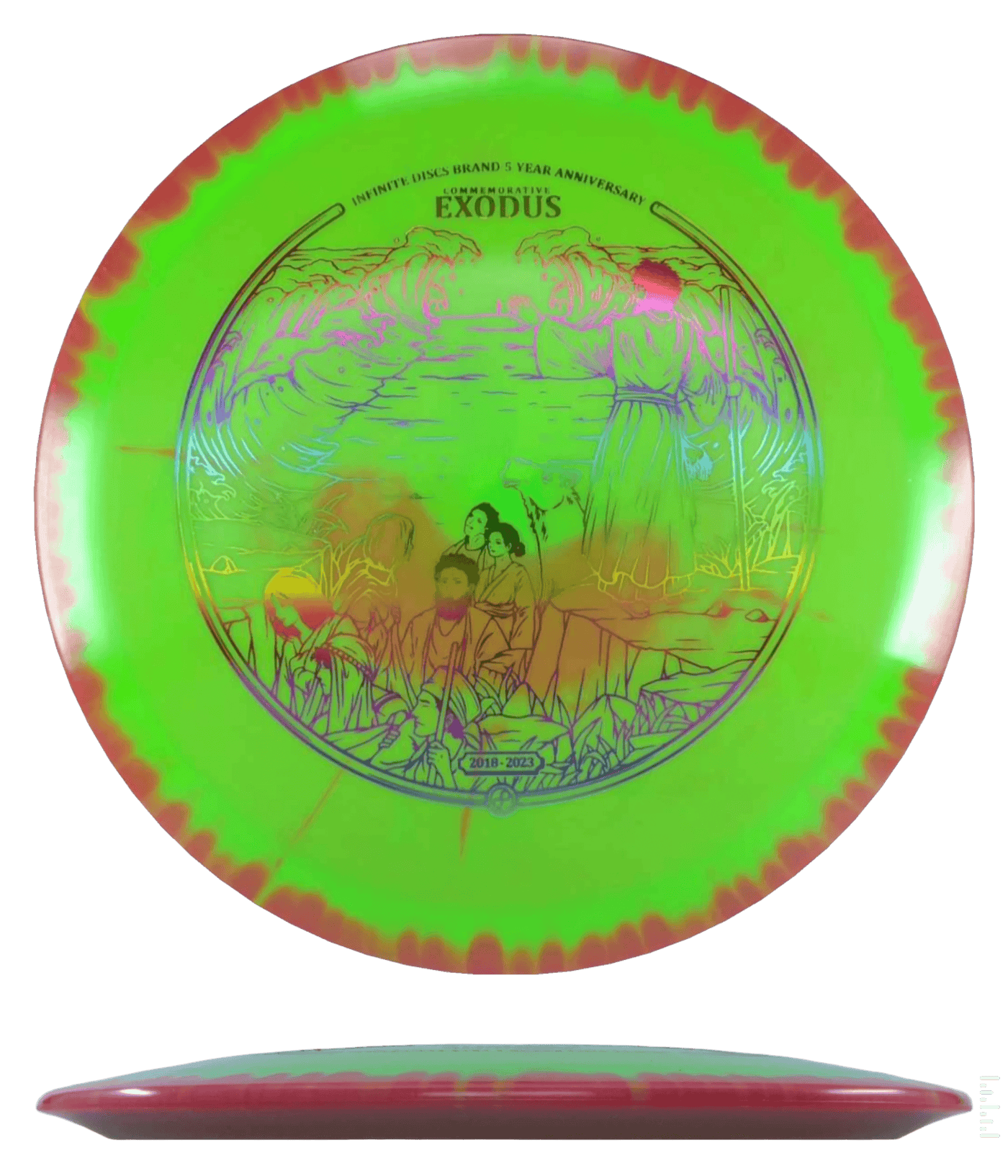 Infinite Discs Exodus - Halo S-Blend / 173-75g - Lime w/ Red Orange Rim (Rainbow Foil)