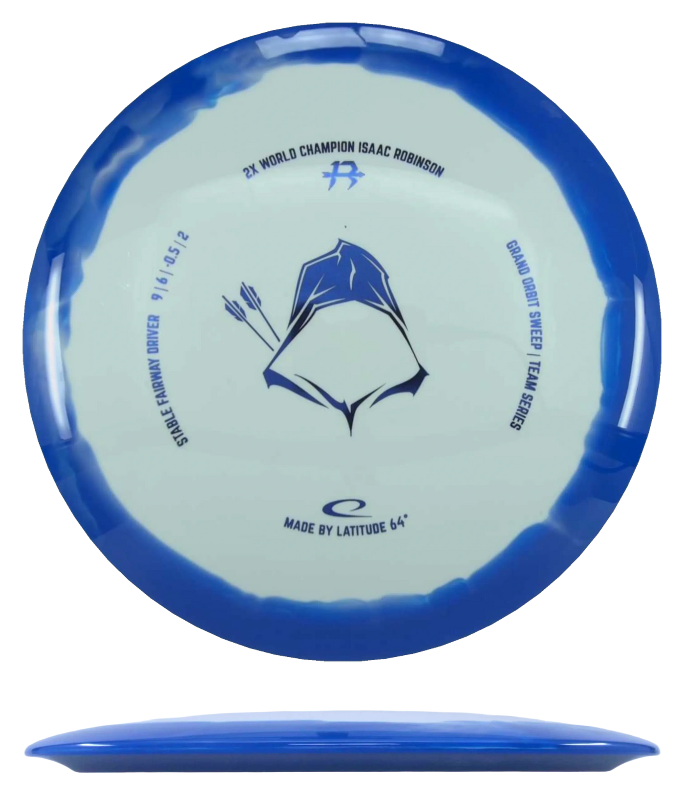 Latitude 64 Sweep - Grand Orbit / 173g - White w/ Blue Rim (Blue Foil - Isaac Robinson Tour Series)