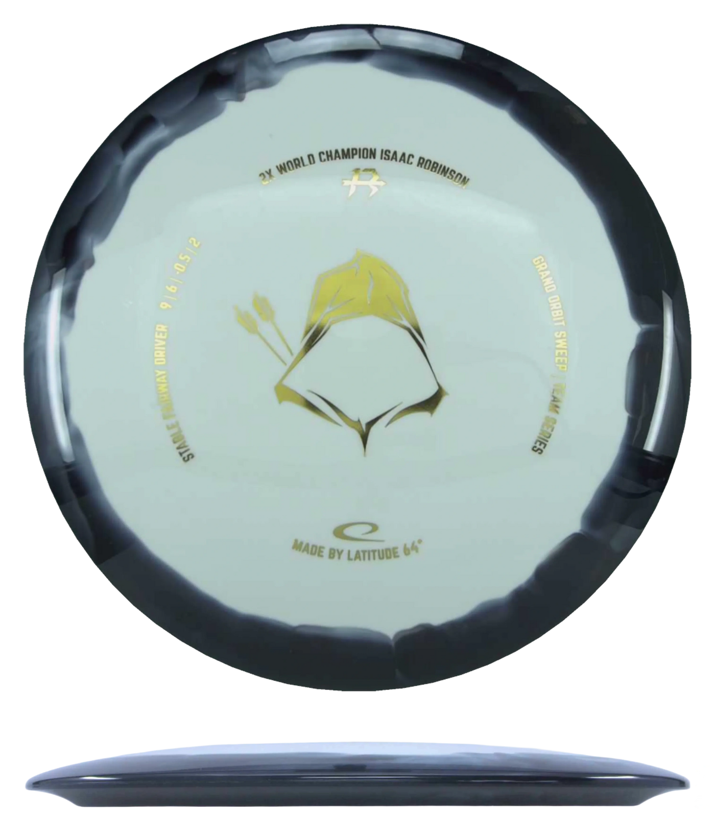 Latitude 64 Sweep - Grand Orbit / 174g - White w/ Black Rim (Gold - Isaac Robinson Tour Series)
