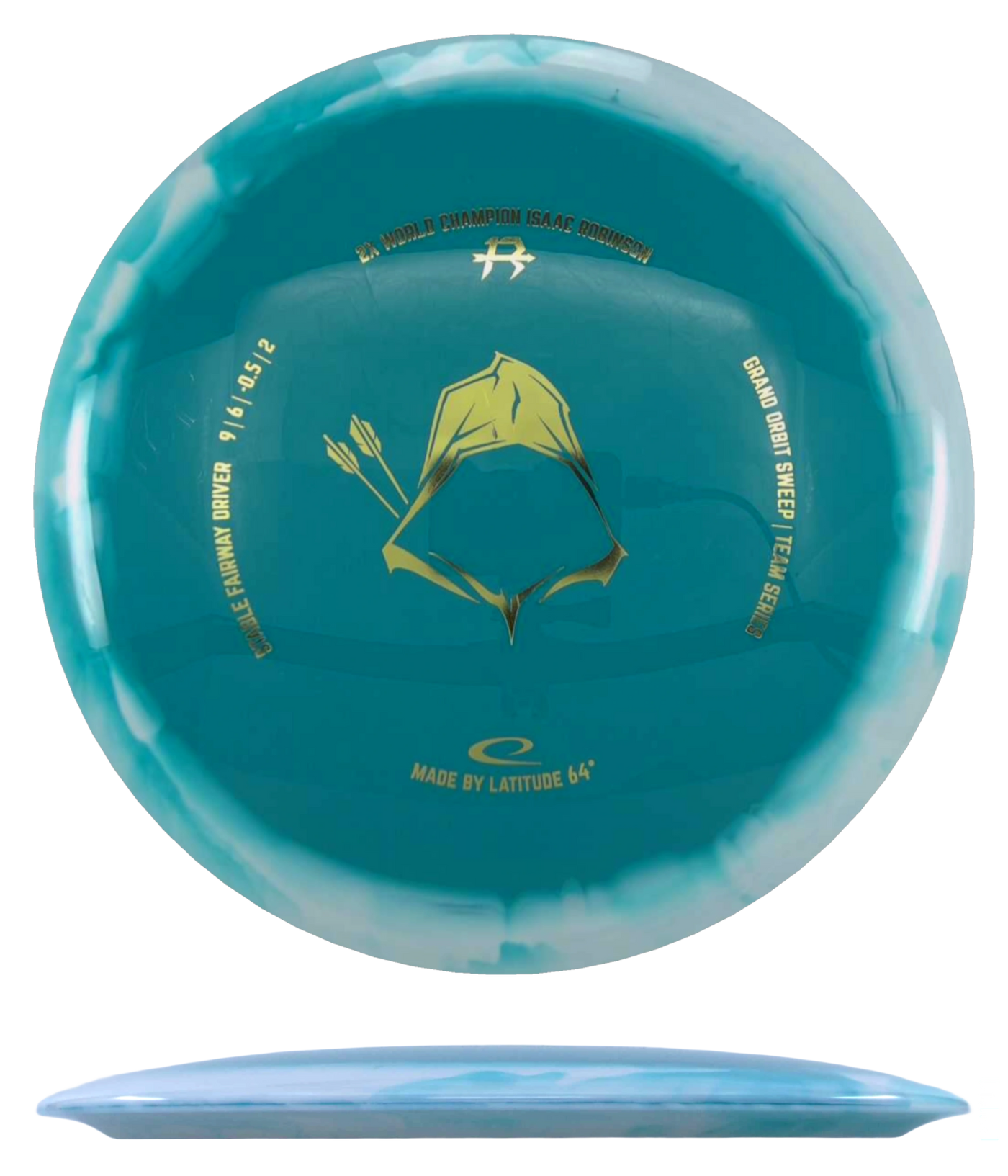 Latitude 64 Sweep - Grand Orbit / 174g - Blue Green w/ White Rim (Gold - Isaac Robinson Tour Series)