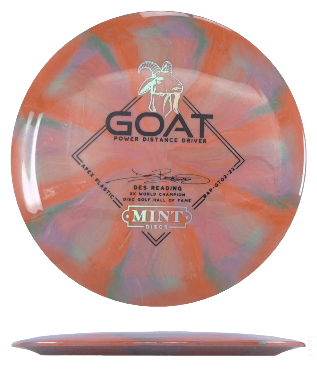Mint Discs Goat - Swirl Apex / 174g - Pink/Melon/Green Burst (Black/Chrome - Des Reading)