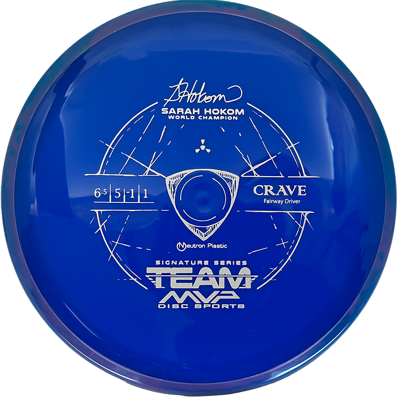 Axiom Crave Axiom Crave - Neutron / 172g - Blue w/ Blue/Pink Marble Rim (Gray - Sarah Hokom Team Series) - Skyline Disc Golf