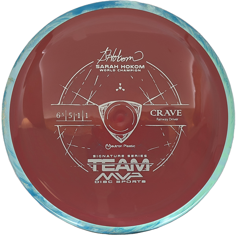 Axiom Crave Axiom Crave - Neutron / 175g - Brick Red w/ Sky Blue Marble Rim (Gray - Sarah Hokom Team Series) - Skyline Disc Golf