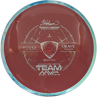 Axiom Crave Axiom Crave - Neutron / 175g - Brick Red w/ Sky Blue Marble Rim (Gray - Sarah Hokom Team Series) - Skyline Disc Golf