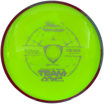 Axiom Crave Axiom Crave - Neutron / 158g - Chartreuse w/ Red/Gray Marble Rim (Gray - Sarah Hokom Team Series) - Skyline Disc Golf