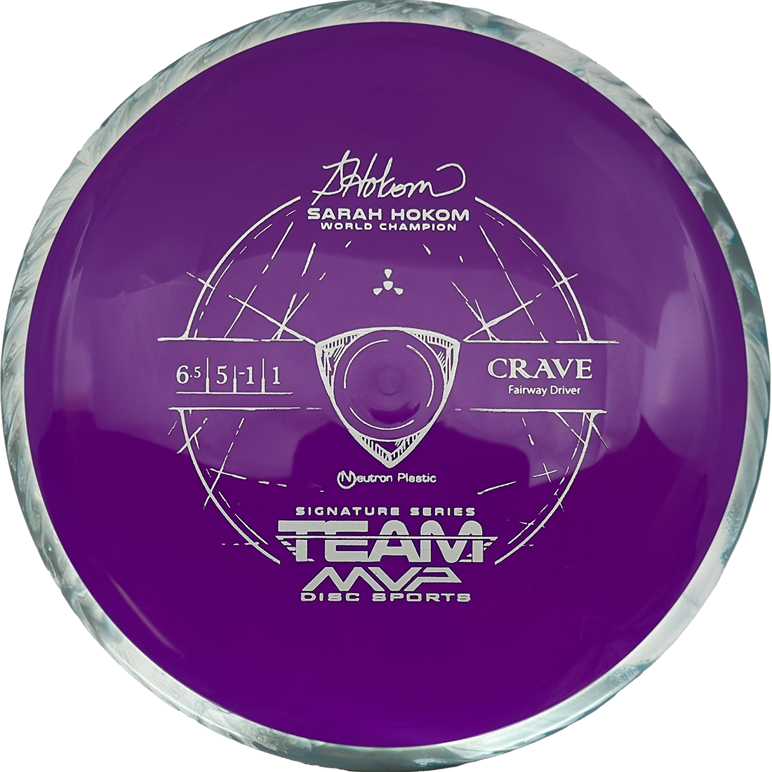 Axiom Crave Axiom Crave - Neutron / 165g - Purple w/ White/Army Green Marble Rim (Gray - Sarah Hokom Team Series) - Skyline Disc Golf