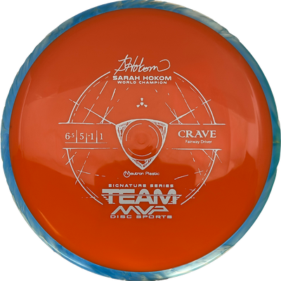 Axiom Crave Axiom Crave - Neutron / 161g - Orange w/ Sky Blue Marble Rim (Gray - Sarah Hokom Team Series) - Skyline Disc Golf