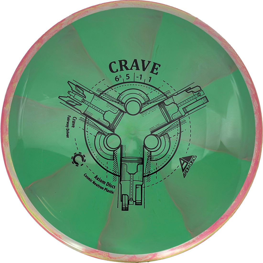 Axiom Crave Axiom Crave - Cosmic Neutron / 171g - Green Burst w/ Strawberry Lemonade Marble Rim (Black) - Skyline Disc Golf