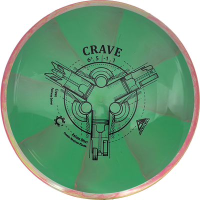 Axiom Crave Axiom Crave - Cosmic Neutron / 171g - Green Burst w/ Strawberry Lemonade Marble Rim (Black) - Skyline Disc Golf