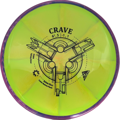 Axiom Crave Axiom Crave - Cosmic Neutron / 166g - Yellow Green Burst w/ Purple Marble Rim (Black) - Skyline Disc Golf