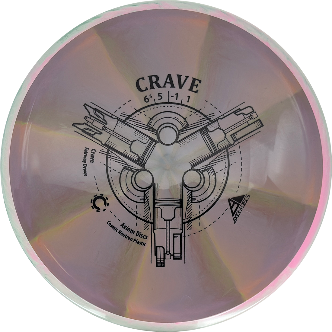 Axiom Crave Axiom Crave - Cosmic Neutron / 164g - Dirty Lavender Burst w/ White-ish Marble Rim (Black) - Skyline Disc Golf