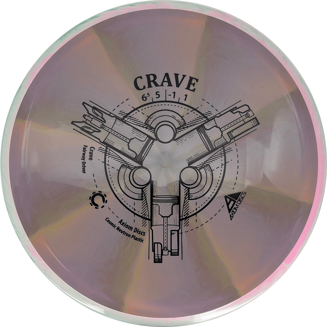 Axiom Crave Axiom Crave - Cosmic Neutron / 164g - Dirty Lavender Burst w/ White-ish Marble Rim (Black) - Skyline Disc Golf