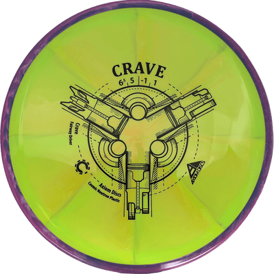 Axiom Crave Axiom Crave - Cosmic Neutron / 166g - Yellow Green Burst w/ Purple Marble Rim (Black) - Skyline Disc Golf