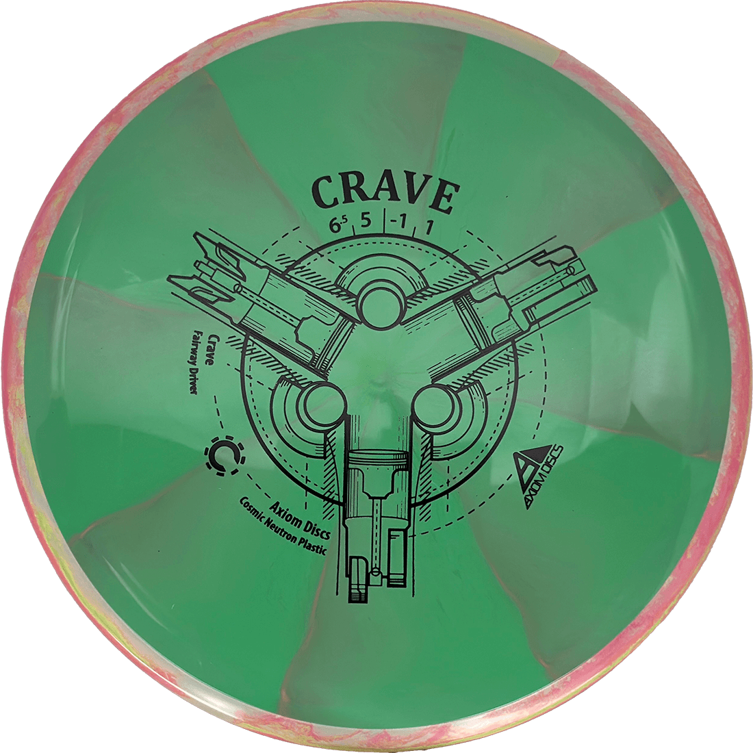 Axiom Crave Axiom Crave - Cosmic Neutron / 171g - Green Burst w/ Strawberry Lemonade Marble Rim (Black) - Skyline Disc Golf