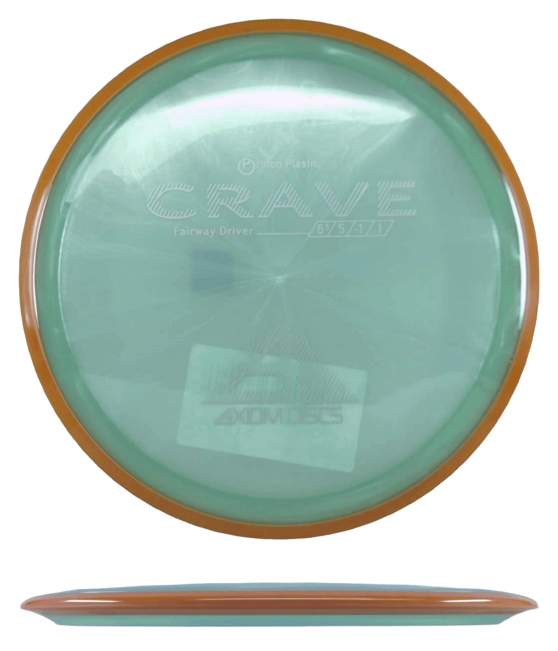 170g - Pearlescent Green w/ Orange Rim (White) Proton Axiom Crave - Skyline Disc Golf