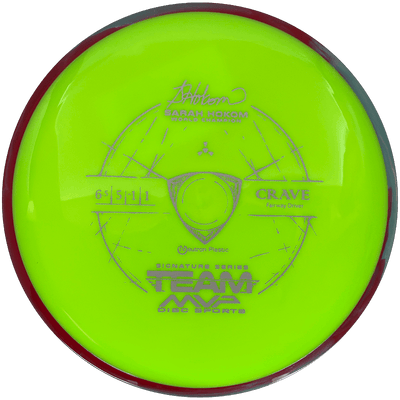 Axiom Crave Axiom Crave - Neutron / 158g - Chartreuse w/ Red/Gray Marble Rim (Gray - Sarah Hokom Team Series) - Skyline Disc Golf