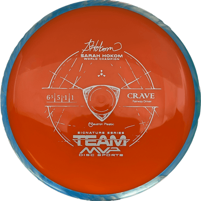 Axiom Crave Axiom Crave - Neutron / 161g - Orange w/ Sky Blue Marble Rim (Gray - Sarah Hokom Team Series) - Skyline Disc Golf