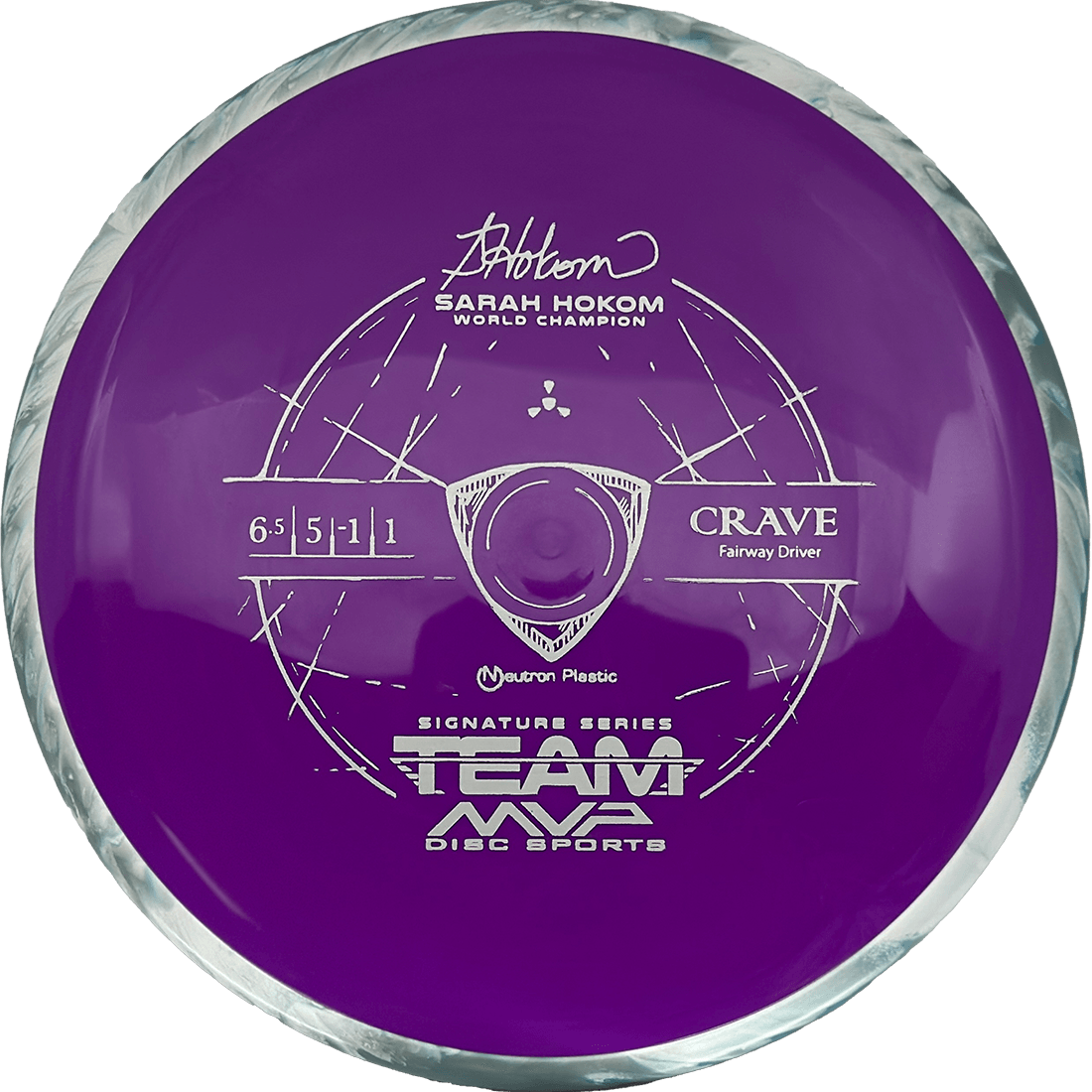 Axiom Crave Axiom Crave - Neutron / 165g - Purple w/ White/Army Green Marble Rim (Gray - Sarah Hokom Team Series) - Skyline Disc Golf