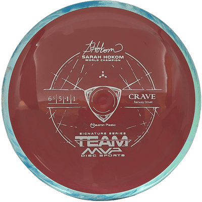 Axiom Crave Axiom Crave - Neutron / 175g - Brick Red w/ Sky Blue Marble Rim (Gray - Sarah Hokom Team Series) - Skyline Disc Golf