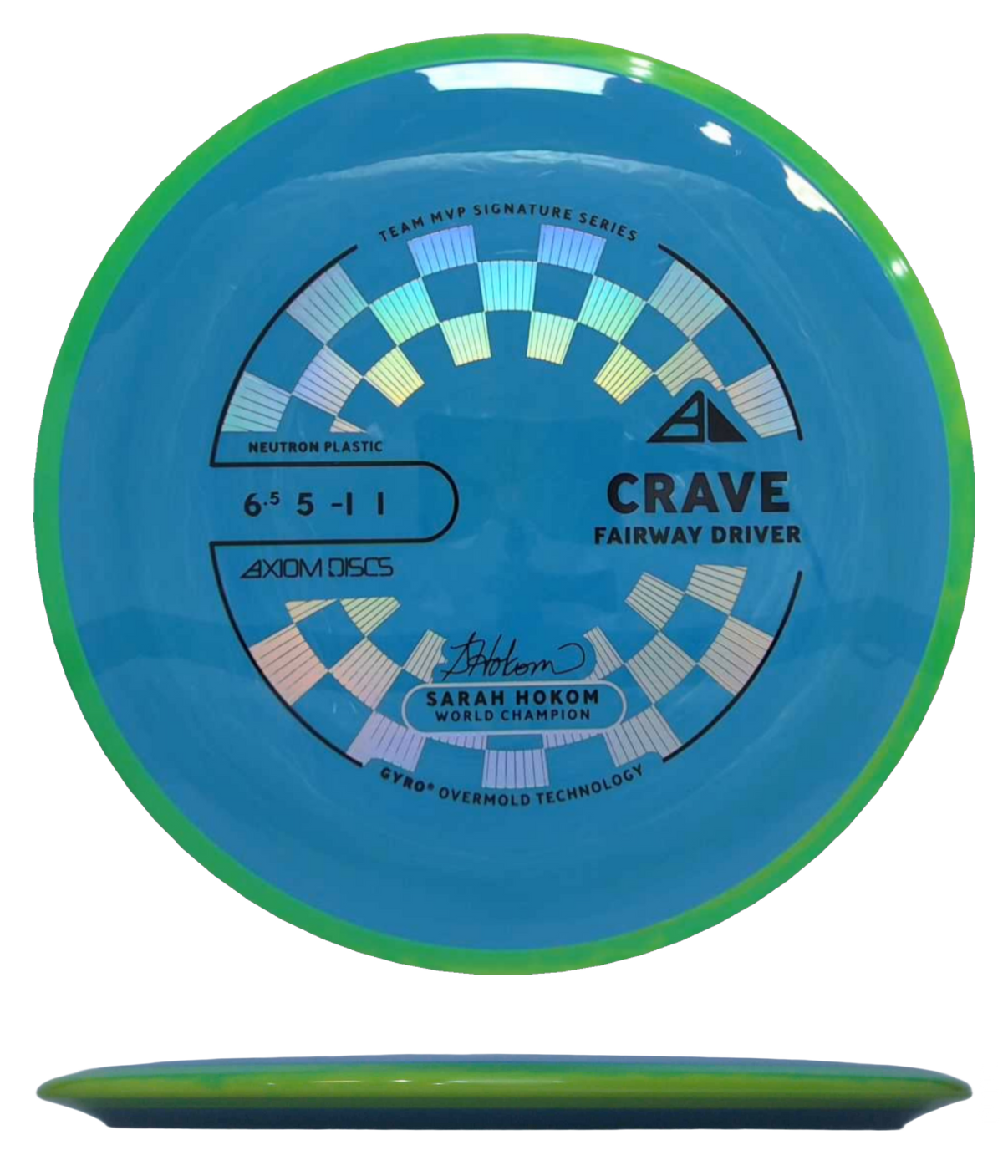 Axiom Crave - Neutron / 167g - Blue Swirl w/ Lemon Lime Rim (Black/Chrome) - Skyline Disc Golf