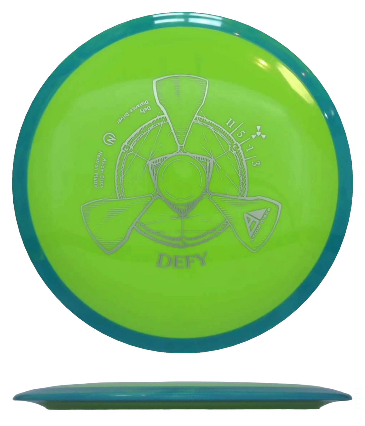 Axiom Defy - Neutron / 167g - Lime w/ Blue-ish Marble Rim (Gray) - Skyline Disc Golf