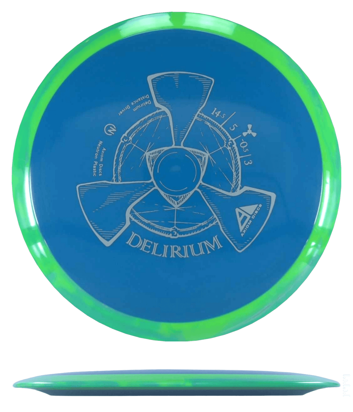 173g - Blue Green - ish w/ Lemon Lime Marble Rim (Gray) Neutron Axiom Delirium - Skyline Disc Golf