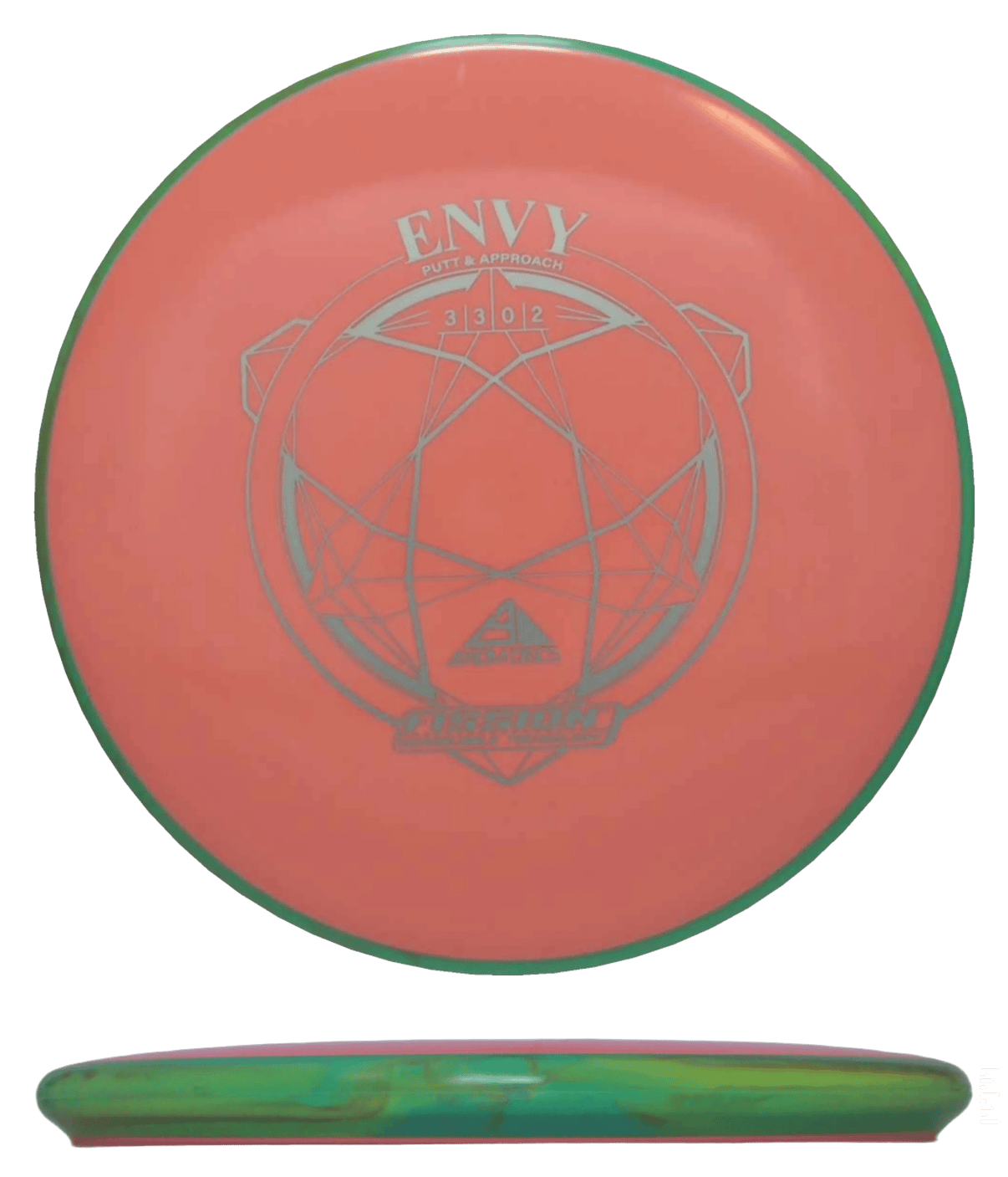 163g - Hot Melon w/ Green Rim (Silver) Fission Axiom Envy - Skyline Disc Golf