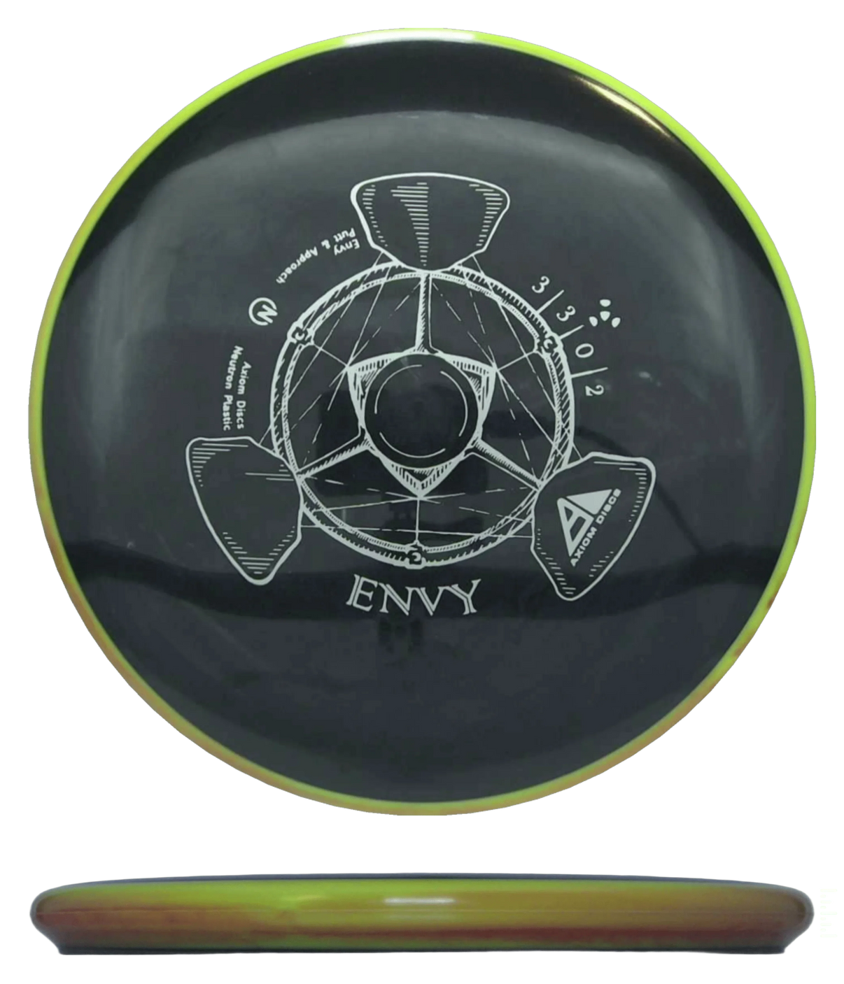 Axiom Envy - Cosmic Neutron / 166g - Sky Blue/Green Burst w/ Orange Marble Rim (Black) - Skyline Disc Golf