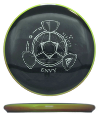 Axiom Envy - Cosmic Neutron / 166g - Sky Blue/Green Burst w/ Orange Marble Rim (Black) - Skyline Disc Golf