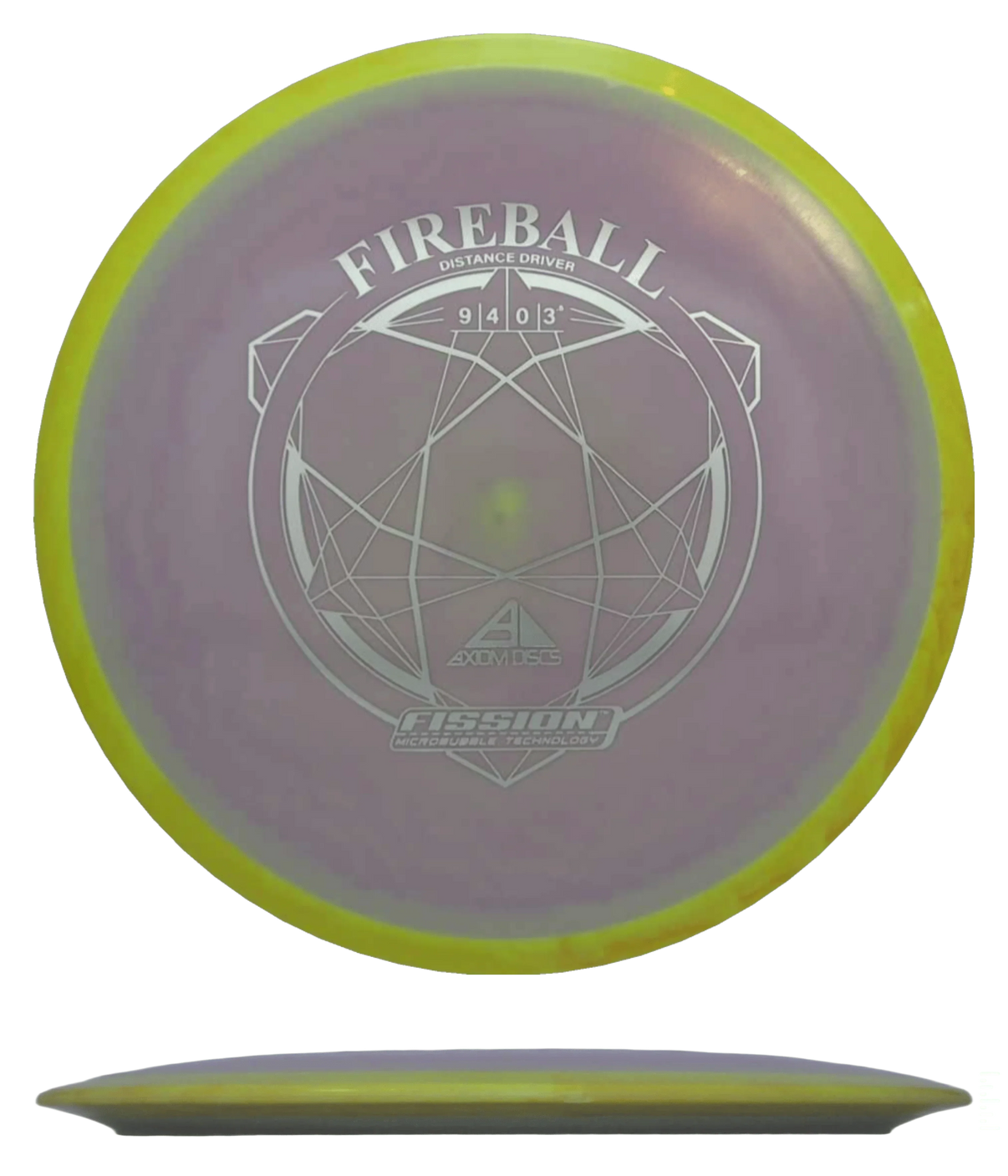 Axiom Fireball - Fission / 166g - Sand/Mauve Swirl w/ Yellow Marble Rim (Silver) - Skyline Disc Golf
