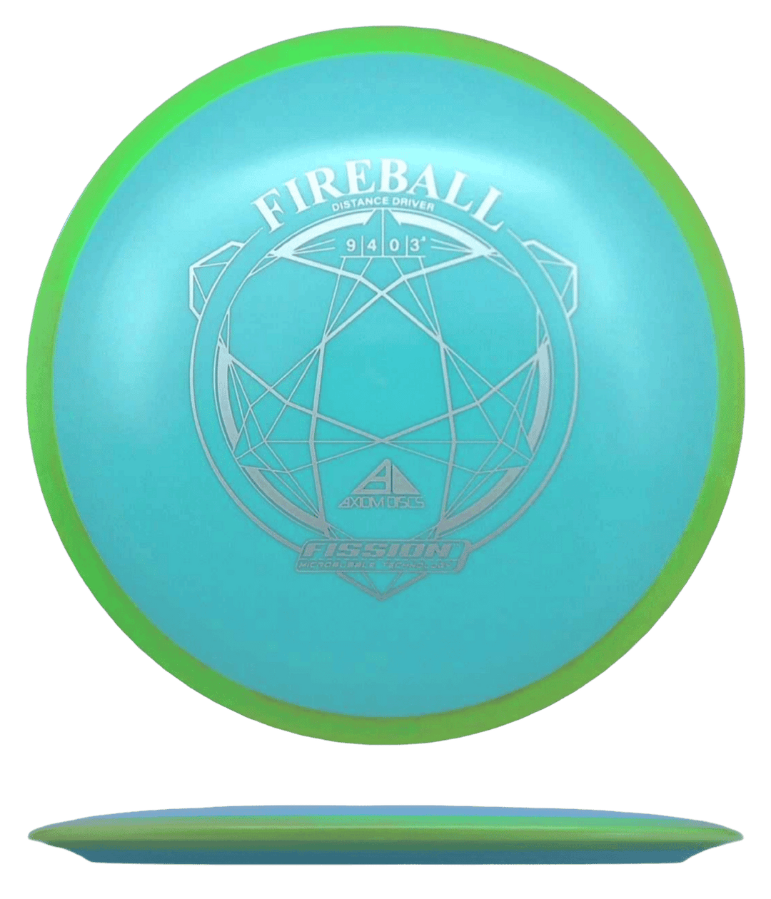 Axiom Fireball - Fission / 156g - Mint w/ Yellow Green Marble Rim (Silver)