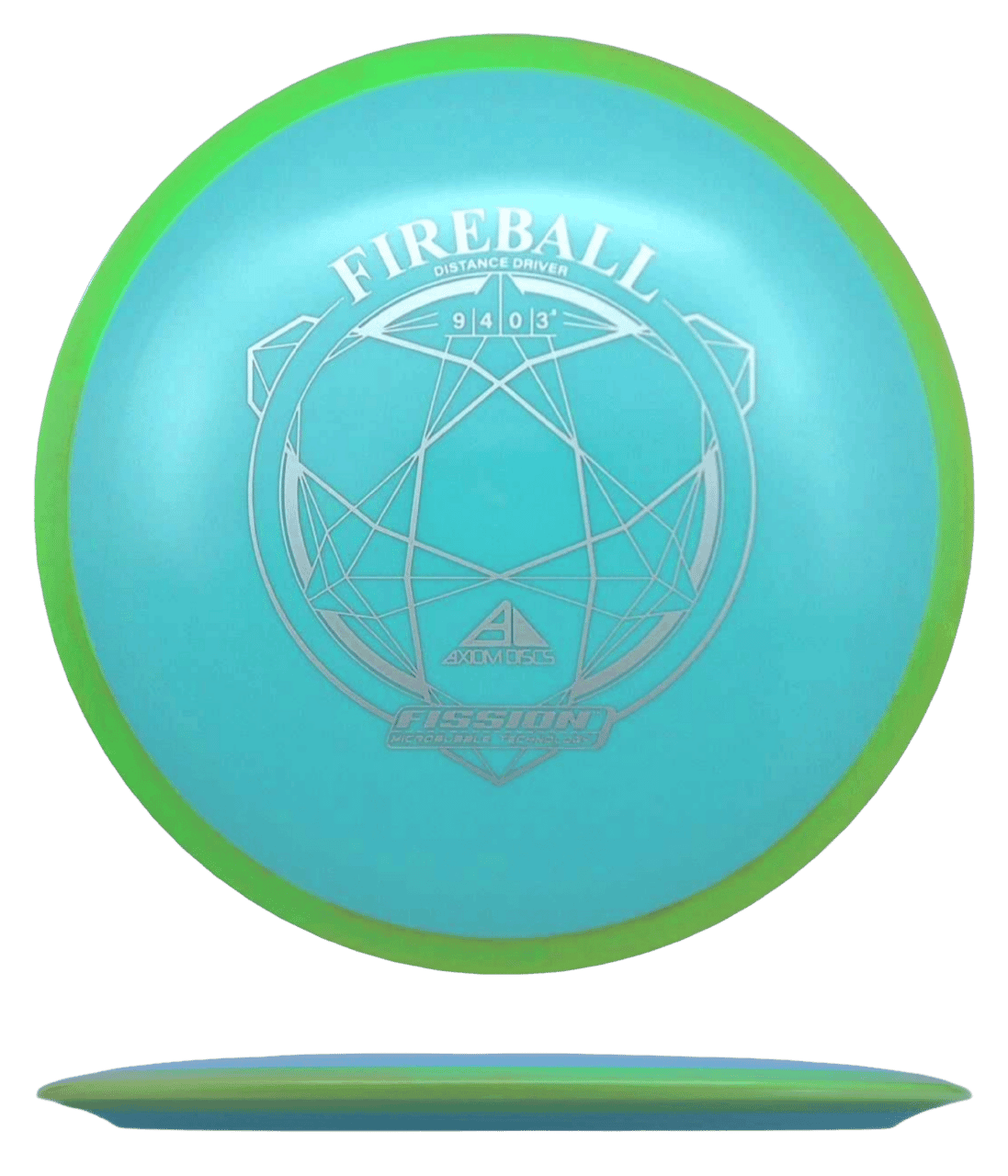 Axiom Fireball - Fission / 156g - Mint w/ Yellow Green Marble Rim (Silver)