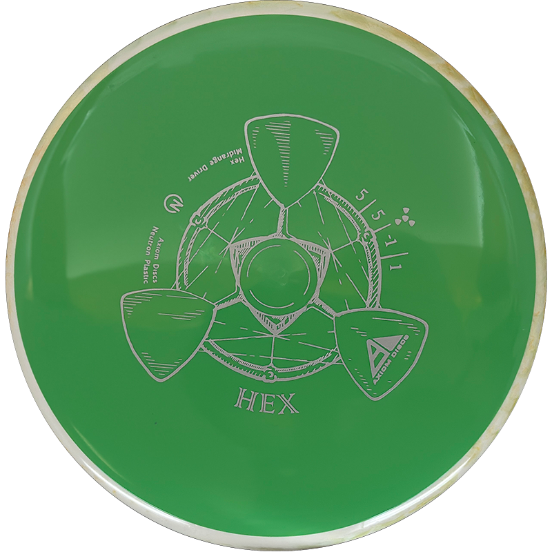 Axiom Hex Axiom Hex - Neutron / 176g - Green w/ Sand/Off-White Marble Rim (Gray) - Skyline Disc Golf