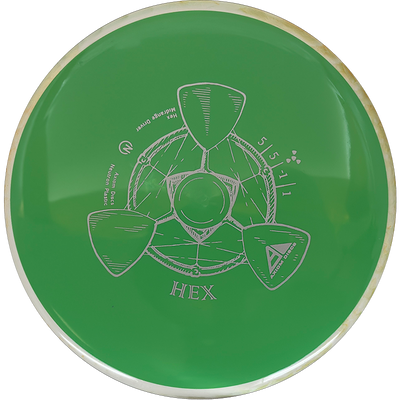 Axiom Hex Axiom Hex - Neutron / 176g - Green w/ Sand/Off-White Marble Rim (Gray) - Skyline Disc Golf