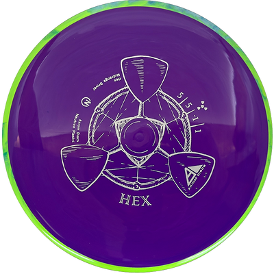 Axiom Hex Axiom Hex - Neutron / 173g - Purple w/ Highlighter Yellow Marble Rim (Gray) - Skyline Disc Golf