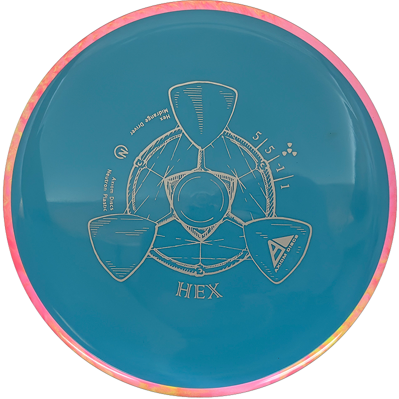 Axiom Hex Axiom Hex - Neutron / 172g - Sky Blue w/ Hot Pink Lemonade Marble Rim (Gray) - Skyline Disc Golf