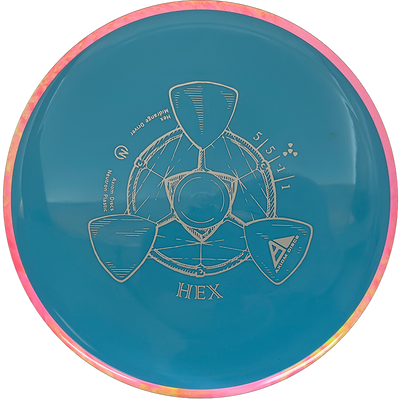 Axiom Hex Axiom Hex - Neutron / 172g - Sky Blue w/ Hot Pink Lemonade Marble Rim (Gray) - Skyline Disc Golf