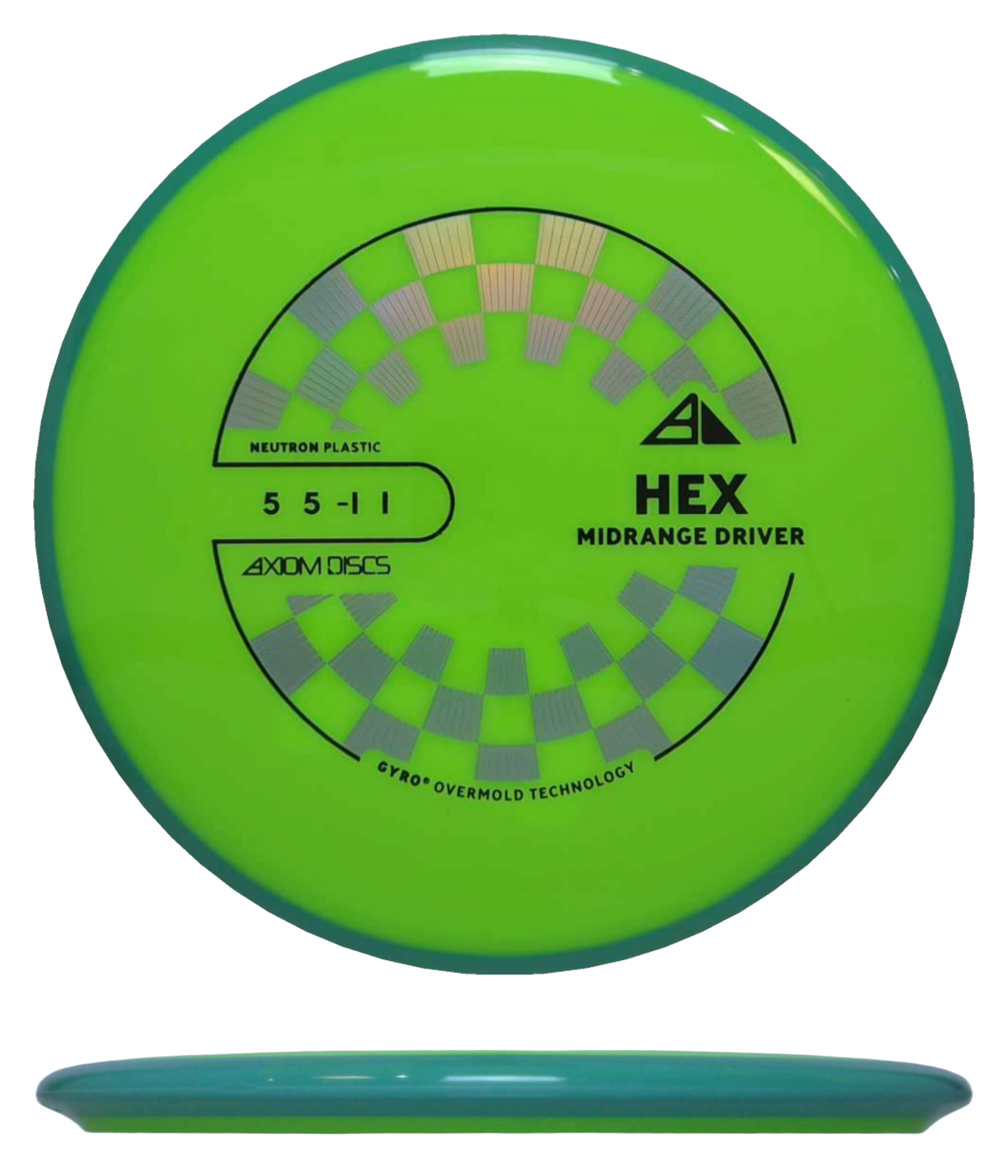 Axiom Hex - Neutron / 176g - Chartreuse w/ Teal Rim (Black/Chrome) - Skyline Disc Golf