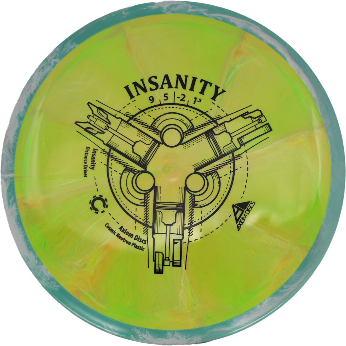 Axiom Insanity Axiom Insanity - Cosmic Neutron / 167g - Lime Green-ish Burst w/ Mint Marble Rim (Black) - Skyline Disc Golf