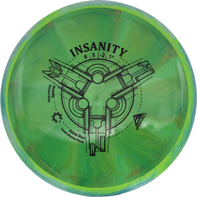 Axiom Insanity Axiom Insanity - Cosmic Neutron / 166g - Green Burst w/ Lemon/Green Marble Rim (Black) - Skyline Disc Golf