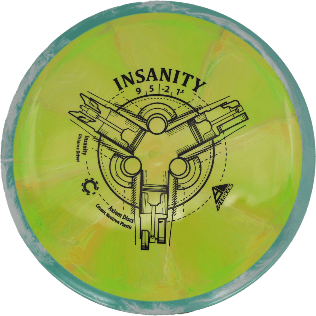 Axiom Insanity - Cosmic Neutron / 167g - Lime Green-ish Burst w/ Mint Marble Rim (Black)
