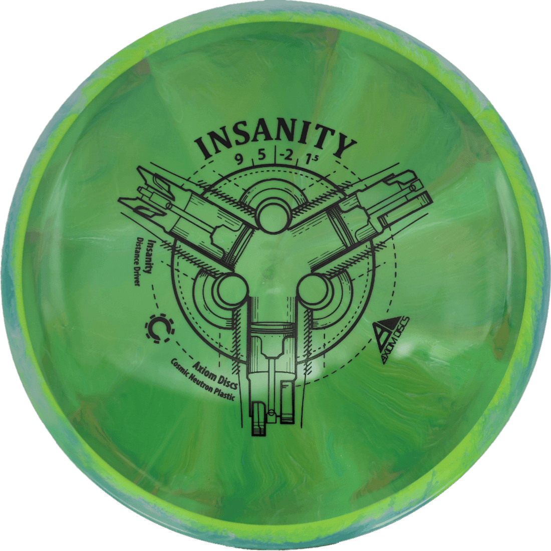 Axiom Insanity - Cosmic Neutron / 166g - Green Burst w/ Lemon/Green Marble Rim (Black)
