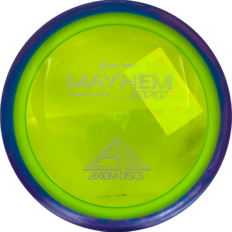 Axiom Mayhem Axiom Mayhem - Proton / 167g - Highlighter Yellow w/ Blue/Purple Marble Rim (Gray) - Skyline Disc Golf